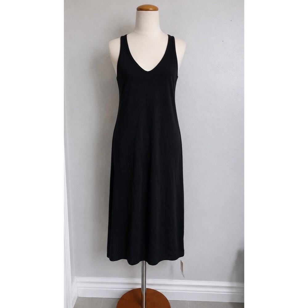 Reformation Black Scoop Neck Organic Cotton Midi Tank Dress Women’s SP Petite
